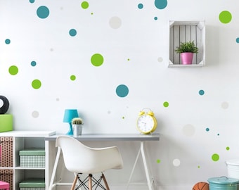 Assorted Size Polka Dots Wall Decal, Different Size Polka Dot Decal, Big Polka Dots & Small Dots Wall Decor, Polka Dots Wall Sticker 69NW