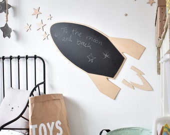 Rocket wooden chalk board plus stars Blackboard Chalkboard