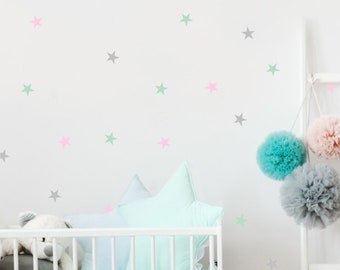 Pastel star stars stickers 2.9" kids room decor kids room wall decal room decor girl