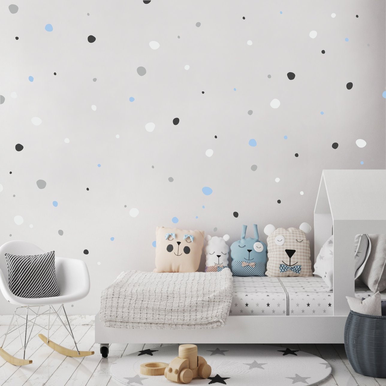 Irregular Polka Dot Wall Stickers, Hand Drawn Polka Dots Decals, Dalmatian Spots Decal, Imperfect Wall Sticker Dots Nursery 33NW