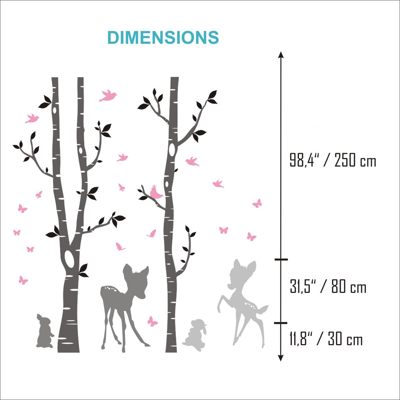 Nursery Decals Brich Trees Wall Decal Tree Decal Deer Decals Etsy