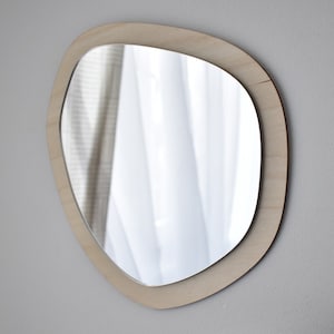 Irregularly shaped mirror. Unbreakable wood mirror. Wooden decorations for kids' room. Mirror L17 image 2