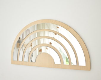 Rainbow mirror. Shatterproof wood mirror. Wooden decorations for the children's room Nursery decor Rainbow decors L20