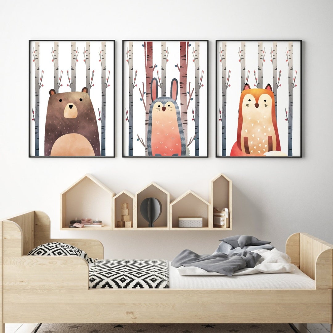 Woodland Nursery Art Prints, Woodland Nursery Decor, Nursery Prints ...
