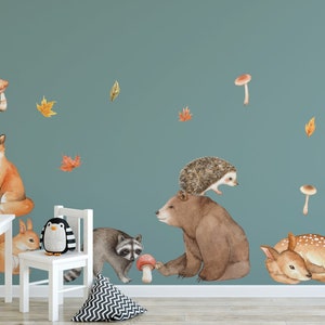 Forest animals stickers on the wall, peel&stick, Nursery woodland, removable, eco inks image 7