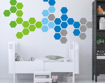 Honeycomb Wall Decal, Hexagon Stickers per pack, Self Adhesive Art Sticker, Geometric Design, Peel and Stick, Many colors and sizes