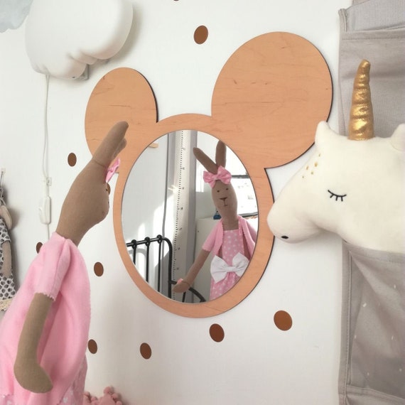 Miroir plastique Mickey déco mural personnalisé chambre d'enfant