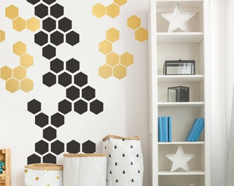 Honeycomb Wall Decal, Hexagon Stickers per pack, Self Adhesive Art Sticker, Geometric Design, Peel and Stick, Many colors and sizes