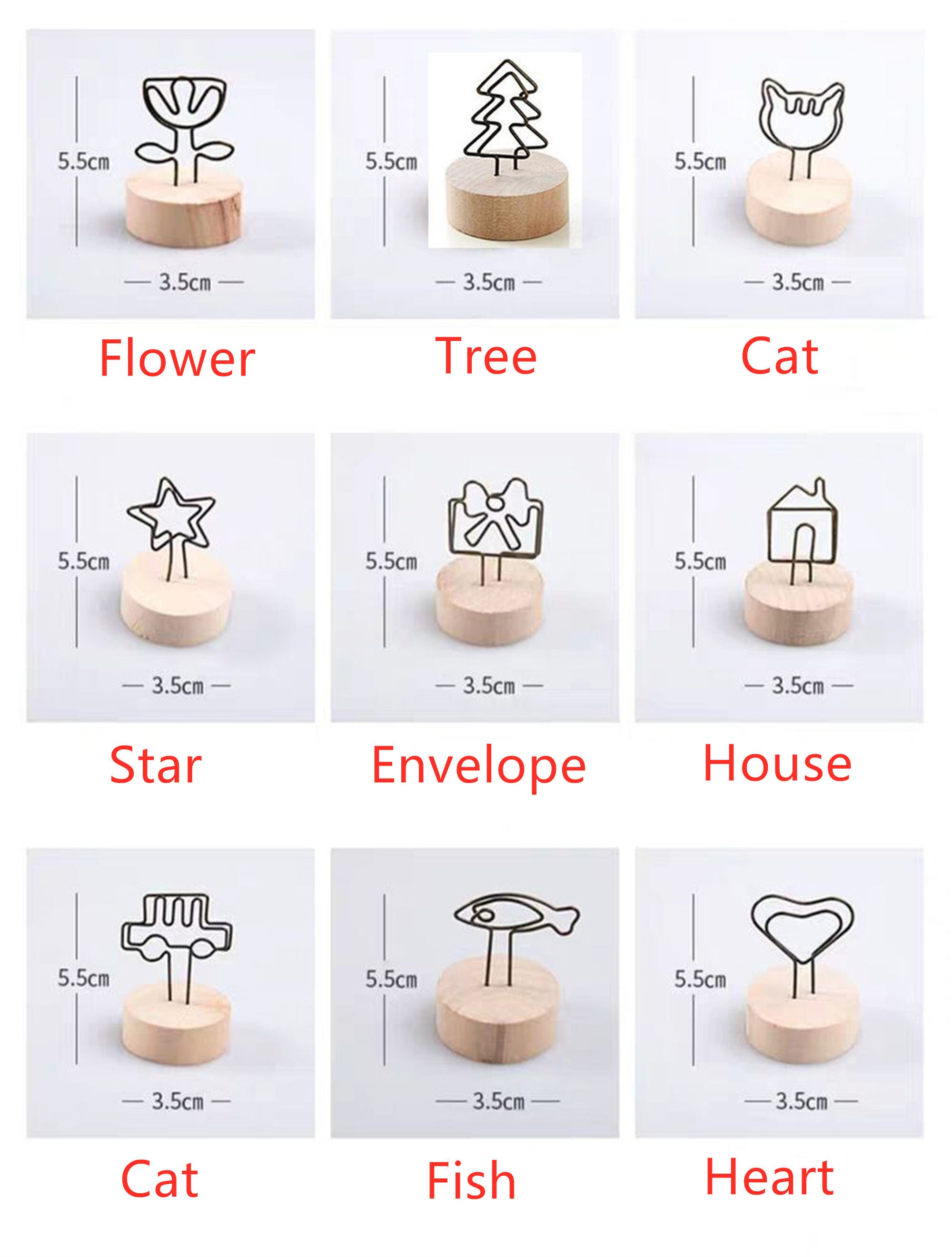 Bilderhalter mit Draht-Metallform HolzFotohalter Notizhalter | Etsy