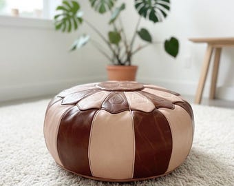 Handmade Tunisian Goat Leather Pouf Cover
