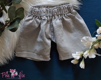 Kurze Leinenhose / Shorts / Paperbag Hose mit Gummi