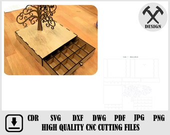 party plan jewelry companies Wood Jewelry box template, wood Dxf Dwg Svg Eps Png Pdf File For Laser wooden, CNC File Vector, graphic for cutting
