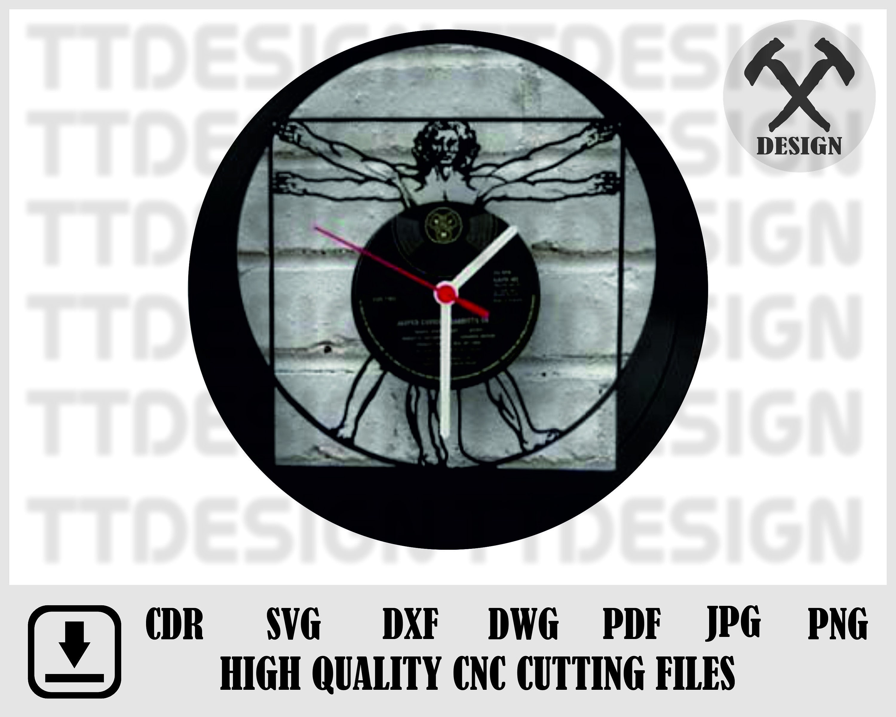 Vinyl Record Wall Clock Svg da Vinci Laser Cut File Da Vinci - Etsy