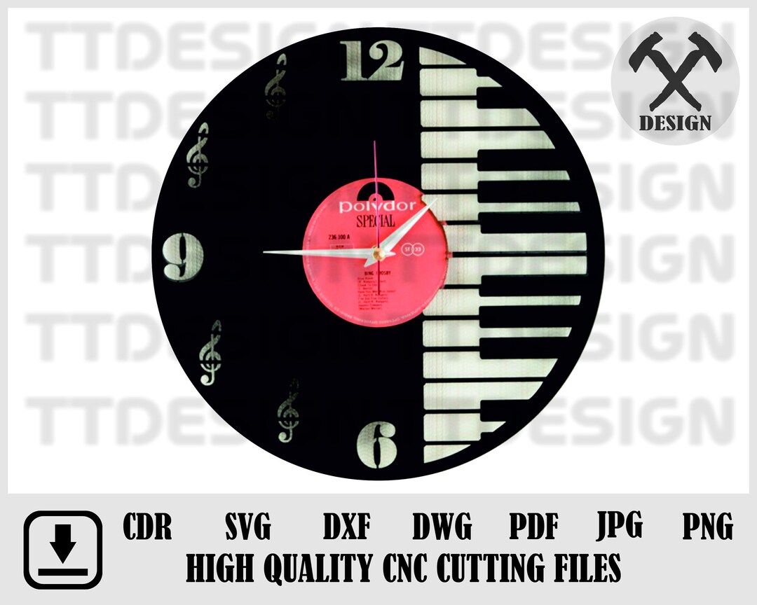Wall Clock Piano Vinyl Record Template ,laser Cut File, Cnc Cut File ...