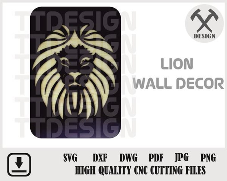 Metal Cut File Svg Lion SVG Head of Lion Wall Art File Svg,Pdf,Eps,Dwg,Dxf,Png Wood Cut File