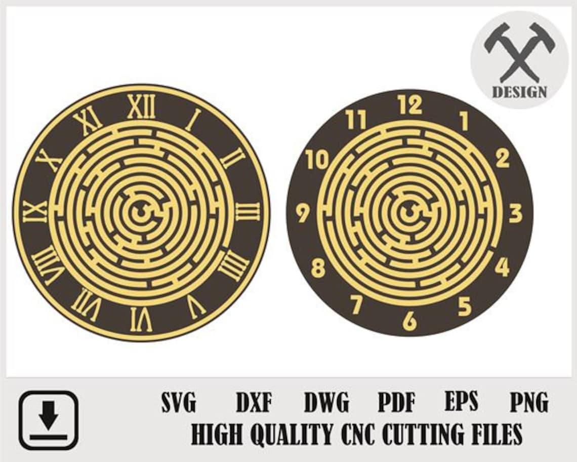 Wall Clock Maze Svg Wall Clock Template Dxf Dwg Svg Eps Png Etsy