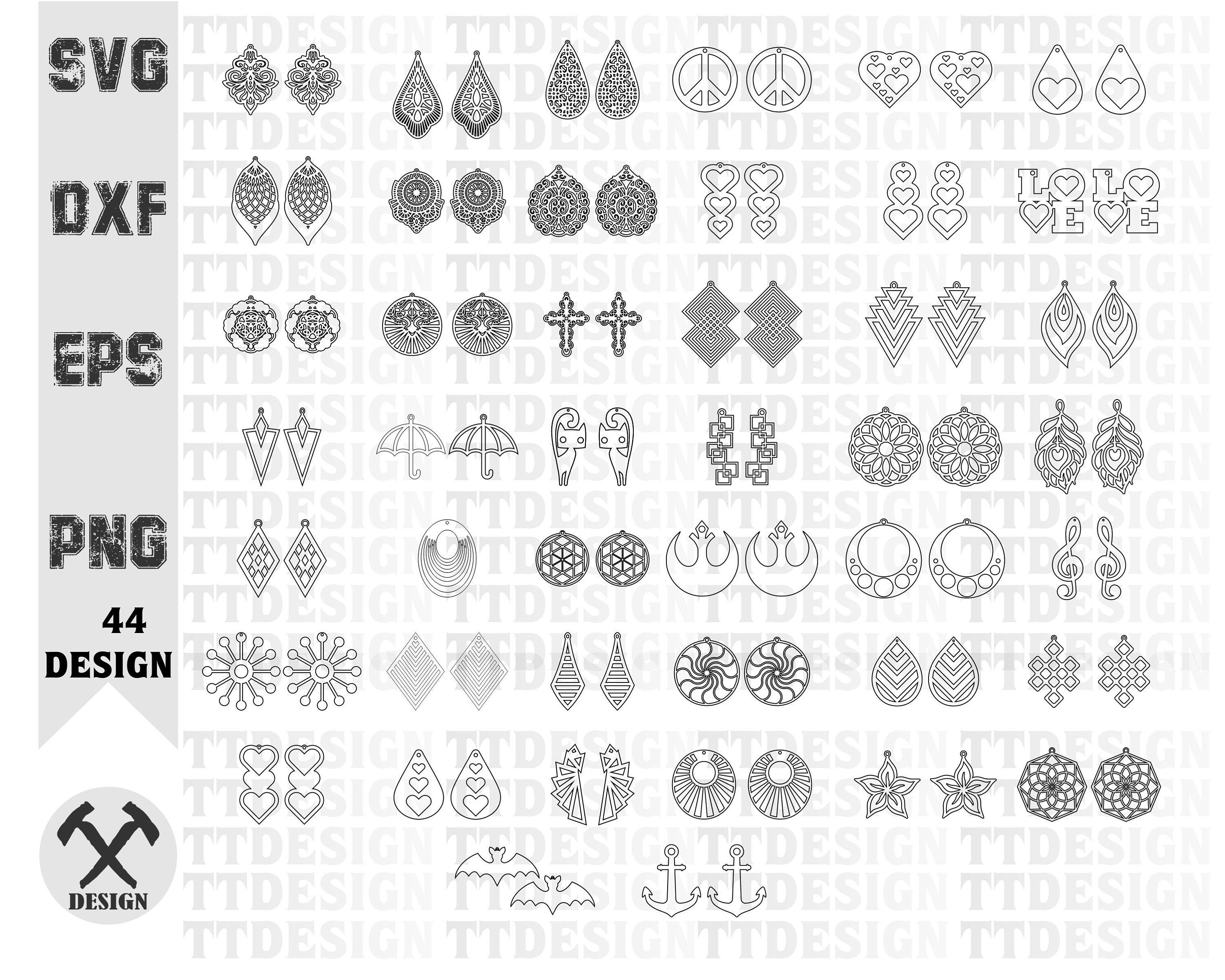 Earrings SVG Bundle, Earring Svg, Earring Cut File, Leather Earrings