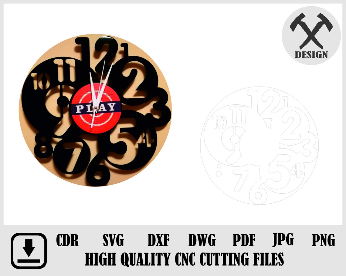 Wall Clock Number Svg,template Dxf Dwg Svg Eps Png Pdf Jpeg File for