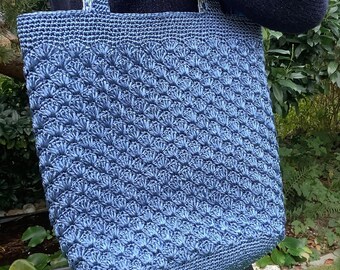Handmade Raffia Crochet Bag – Sapphire Blue Handbag – Boho Shoulder Bag – Lined Summer Bag – Elegant Raffia Tote