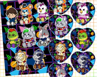 FNAF Security Breach Sticker and Badges