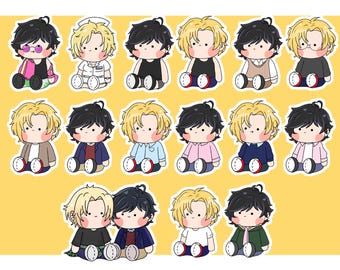 3 Inch Holographic Banana Fish Ash and Eiji Stickers