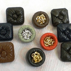 Exclusive leather buttons 50s jewelry buttons leather vintage buttons image 1