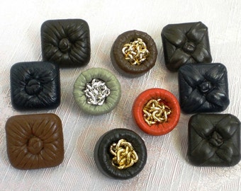 Exclusive leather buttons 50s jewelry buttons leather vintage buttons