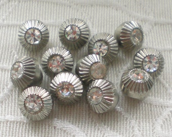 12 small vintage buttons plastic buttons rhinestone shank buttons 8 mm