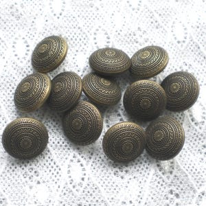 12 bronzefarbene Kunststoffknöpfe 15 mm Vintageknöpfe Ösenknöpfe