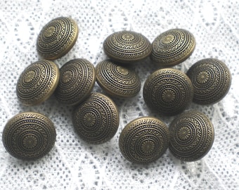 12 bronze-colored plastic buttons 15 mm vintage buttons shank buttons
