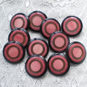 10 plastic buttons with eyelet 21 mm pink vintage buttons eyelet buttons
