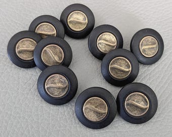 10 vintage buttons plastic/metal plastic buttons round buttons 15 mm