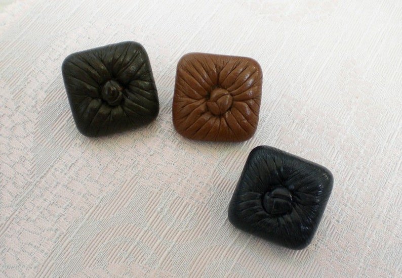 Exclusive leather buttons 50s jewelry buttons leather vintage buttons image 2