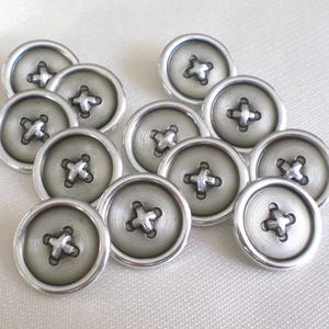 13 silver-colored metal buttons shank buttons 22 mm