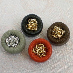 Exclusive leather buttons 50s jewelry buttons leather vintage buttons image 3