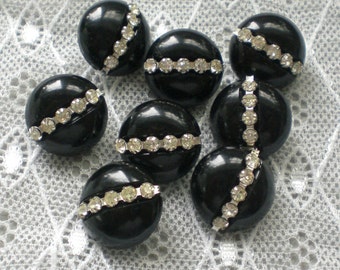 Black vintage buttons 15 mm rhinestones shank buttons vintage buttons