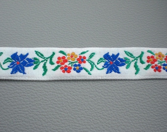 Bordure costume fleurie, bordure 2,00 m Ruban tissé coloré gentiane bavaroise