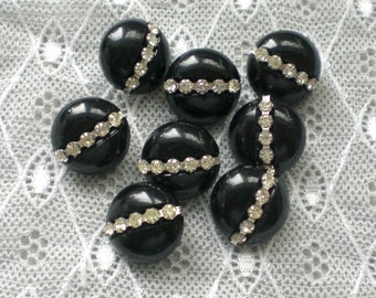 Black vintage buttons 18 mm rhinestones shank buttons vintage buttons