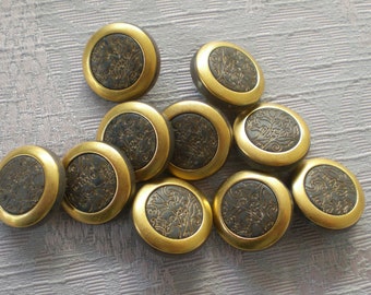 10 boutons vintage boutons à tige de 20 mm boutons en plastique bord doré