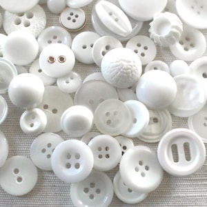 100 bright vintage buttons white buttons button collection button bundle glass buttons ceramic buttons