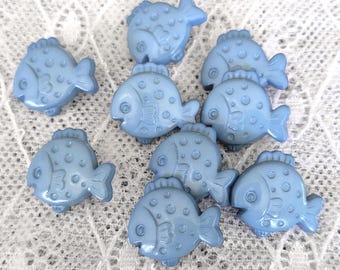 10 plastic buttons fish medium blue maritime children's buttons button with eyelet
