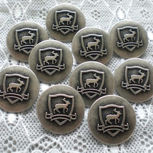 10 metal buttons deer red deer roebuck 23 mm