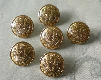 6 gold-coloured buttons metal buttons 20 mm