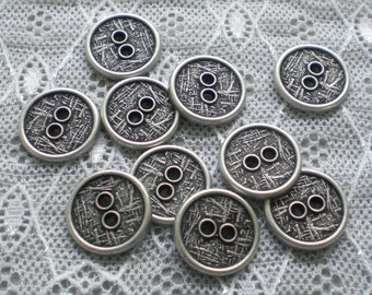 10 boutons métalliques boutons à deux trous de 18 mm utilisables des deux côtés