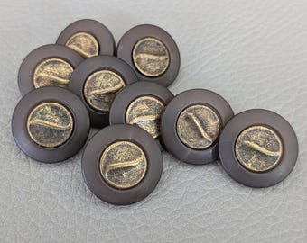 9 vintage buttons plastic metal eyelet 15 mm