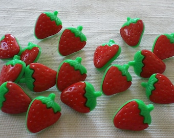 Button set strawberry 8 pieces plastic buttons shank buttons