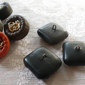 Exclusive leather buttons 50s jewelry buttons leather vintage buttons image 9