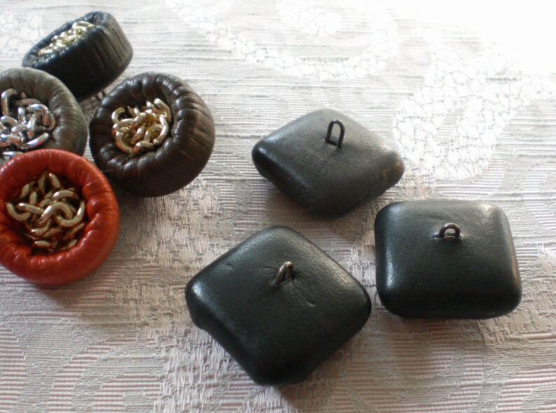 Exclusive leather buttons 50s jewelry buttons leather vintage buttons image 9