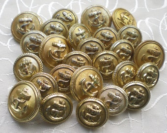 26 anchor buttons shank buttons vintage buttons anchor maritime various sizes vintage buttons