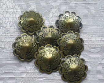 7 brass buttons, vintage buttons, 23 mm, traditional costume buttons